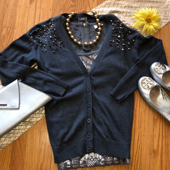 Moon Collection Sweaters - 💖 Moon Collection LA - Gray Studded Sweater Sz S!